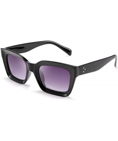 Cat Eye Classic Women Sunglasses Fashion Thick Square Frame UV400 B2471 - Black - CO18NS3WNKH $24.67