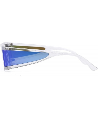 Rectangular Fashion Small Sunglasses Street Fashion Hiphop Swag Sun Glasses for Men Women - Blue/White - CC18WNEIO5L $20.83