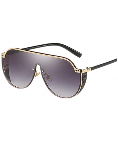 Oversized Oversize Sunglasses for Women - Vintage Retro Siamese Lens Glasses Metal Frame UV Protection Shades Best Gift - C -...
