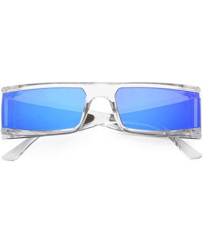 Rectangular Fashion Small Sunglasses Street Fashion Hiphop Swag Sun Glasses for Men Women - Blue/White - CC18WNEIO5L $20.83