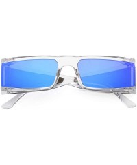 Rectangular Fashion Small Sunglasses Street Fashion Hiphop Swag Sun Glasses for Men Women - Blue/White - CC18WNEIO5L $20.83