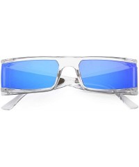 Rectangular Fashion Small Sunglasses Street Fashion Hiphop Swag Sun Glasses for Men Women - Blue/White - CC18WNEIO5L $8.73