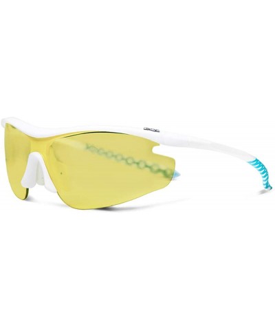 Sport Zeta White Running Sunglasses with ZEISS P2140 Yellow Tri-flection Lenses - CO18KLQ4QRM $34.22