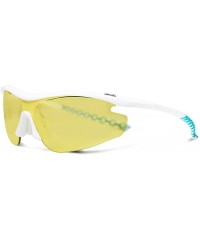 Sport Zeta White Running Sunglasses with ZEISS P2140 Yellow Tri-flection Lenses - CO18KLQ4QRM $13.96