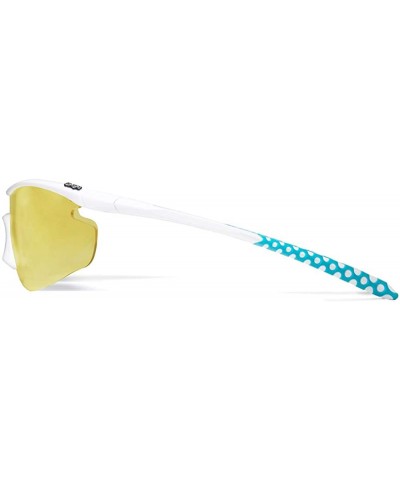 Sport Zeta White Running Sunglasses with ZEISS P2140 Yellow Tri-flection Lenses - CO18KLQ4QRM $13.96