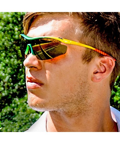 Sport Zeta White Running Sunglasses with ZEISS P2140 Yellow Tri-flection Lenses - CO18KLQ4QRM $13.96