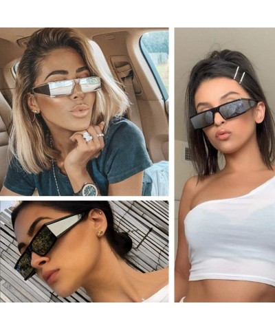 Rectangular Fashion Small Sunglasses Street Fashion Hiphop Swag Sun Glasses for Men Women - Blue/White - CC18WNEIO5L $20.83