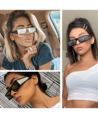 Rectangular Fashion Small Sunglasses Street Fashion Hiphop Swag Sun Glasses for Men Women - Blue/White - CC18WNEIO5L $8.73