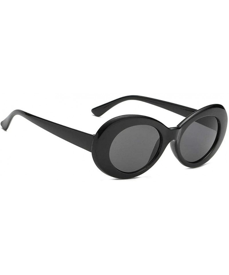 Round Oval Round Retro Sunglasses Color Tint or Smoke Lenses - Black Gloss - CJ1850CT6W2 $9.14