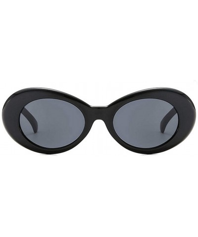 Round Oval Round Retro Sunglasses Color Tint or Smoke Lenses - Black Gloss - CJ1850CT6W2 $9.14