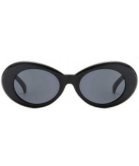 Round Oval Round Retro Sunglasses Color Tint or Smoke Lenses - Black Gloss - CJ1850CT6W2 $9.14