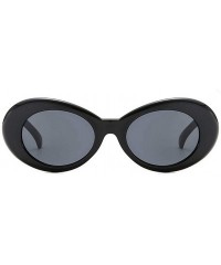 Round Oval Round Retro Sunglasses Color Tint or Smoke Lenses - Black Gloss - CJ1850CT6W2 $9.14