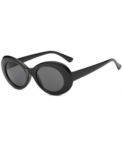 Round Oval Round Retro Sunglasses Color Tint or Smoke Lenses - Black Gloss - CJ1850CT6W2 $9.14