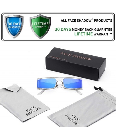 Rectangular Fashion Small Sunglasses Street Fashion Hiphop Swag Sun Glasses for Men Women - Blue/White - CC18WNEIO5L $20.83