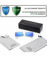 Rectangular Fashion Small Sunglasses Street Fashion Hiphop Swag Sun Glasses for Men Women - Blue/White - CC18WNEIO5L $20.83
