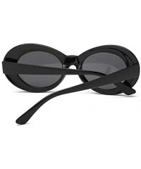 Round Oval Round Retro Sunglasses Color Tint or Smoke Lenses - Black Gloss - CJ1850CT6W2 $9.14