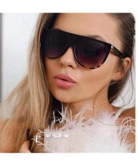 Oversized Fashion Ladies Flat Top Sunglasses Women Luxury Brand Designer Black Gray - Pink Gradient Red - CH18XE0CX0R $10.27