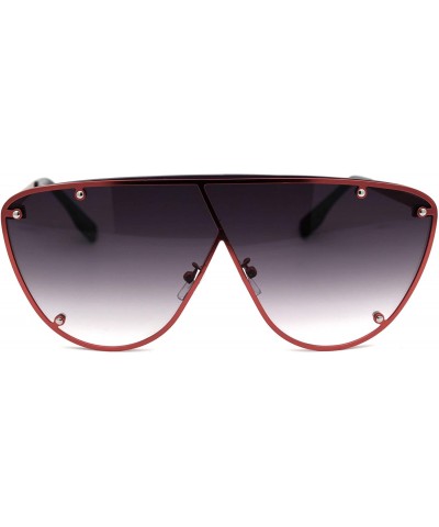 Shield Womens Metal Rim Flat Top Mobster Shield Diva Sunglasses - Red Smoke - CB18Y6O3HMA $23.21
