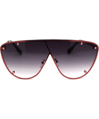 Shield Womens Metal Rim Flat Top Mobster Shield Diva Sunglasses - Red Smoke - CB18Y6O3HMA $13.44