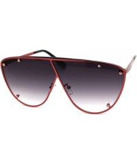 Shield Womens Metal Rim Flat Top Mobster Shield Diva Sunglasses - Red Smoke - CB18Y6O3HMA $13.44