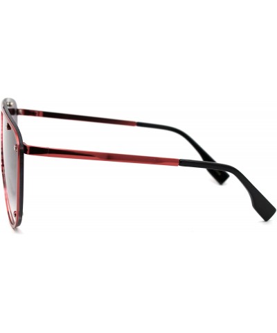 Shield Womens Metal Rim Flat Top Mobster Shield Diva Sunglasses - Red Smoke - CB18Y6O3HMA $13.44