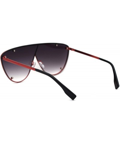 Shield Womens Metal Rim Flat Top Mobster Shield Diva Sunglasses - Red Smoke - CB18Y6O3HMA $13.44