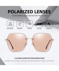 Square Women Polarized Sunglasses Metal Frame Female Oversized Square Sun glasses For Ladies Goggle UV400 - C4blue Red - CC19...