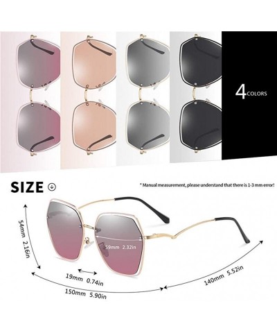 Square Women Polarized Sunglasses Metal Frame Female Oversized Square Sun glasses For Ladies Goggle UV400 - C4blue Red - CC19...