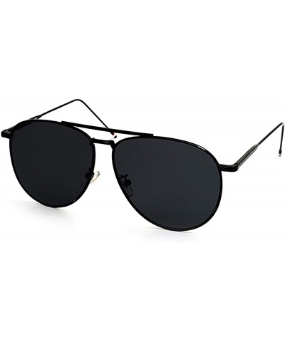 Aviator RAKOSTA 97025 Premium Oversized Flat Aviator Tint Mirrored Sunglass Womens Mens - Solid Black - CX1954R8EKY $18.12