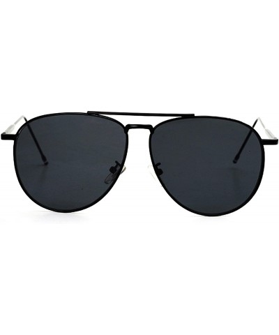Aviator RAKOSTA 97025 Premium Oversized Flat Aviator Tint Mirrored Sunglass Womens Mens - Solid Black - CX1954R8EKY $18.12
