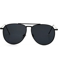 Aviator RAKOSTA 97025 Premium Oversized Flat Aviator Tint Mirrored Sunglass Womens Mens - Solid Black - CX1954R8EKY $18.12