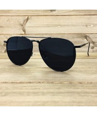 Aviator RAKOSTA 97025 Premium Oversized Flat Aviator Tint Mirrored Sunglass Womens Mens - Solid Black - CX1954R8EKY $18.12
