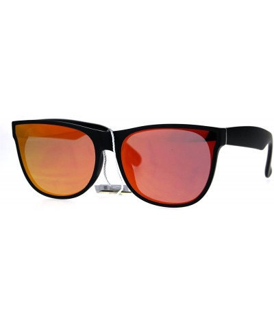 Rectangular Color Mirror Panel Lens Horned Rim Hipster Sunglasses - Red - C3186GEW2MX $23.14