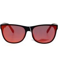 Rectangular Color Mirror Panel Lens Horned Rim Hipster Sunglasses - Red - C3186GEW2MX $15.22