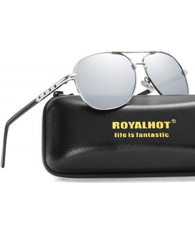 Aviator Polarized Aviators Sunglasses for Men Women Male Sun Glasses Uv Protection - Silver Silver - C4194W82T4Q $15.14