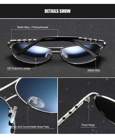 Aviator Polarized Aviators Sunglasses for Men Women Male Sun Glasses Uv Protection - Silver Silver - C4194W82T4Q $15.14