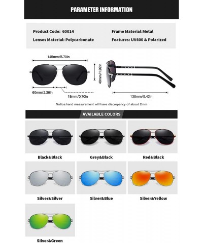 Aviator Polarized Aviators Sunglasses for Men Women Male Sun Glasses Uv Protection - Silver Silver - C4194W82T4Q $15.14