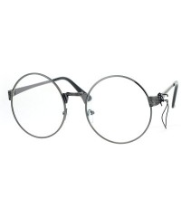 Round Victorian Medieval Engraving Metal Round Circle Flat Lens Eye Glasses - Gunmetal - CS12O2VTH68 $11.45