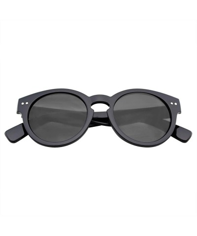 Round Vintage Fashion Bold Circle Round Sunglasses Key-hole Bridge - Black - C318T3GYUAE $18.93