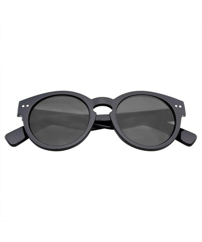 Round Vintage Fashion Bold Circle Round Sunglasses Key-hole Bridge - Black - C318T3GYUAE $12.37