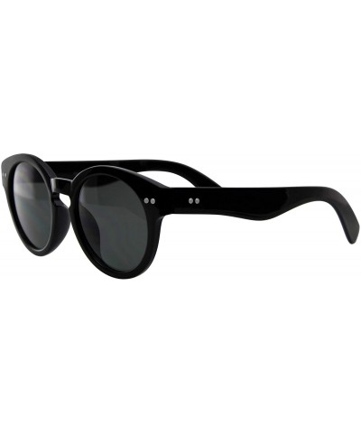Round Vintage Fashion Bold Circle Round Sunglasses Key-hole Bridge - Black - C318T3GYUAE $12.37