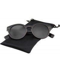 Round Vintage Fashion Bold Circle Round Sunglasses Key-hole Bridge - Black - C318T3GYUAE $12.37