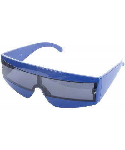 80s Sci Fi Visor Wrap Around Sunglasses Robot Cyclops Daft Punk Fancy Dress Blue C0199U4646Q