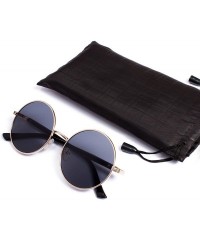 Round Sunglasses Round - Black Retro Classic Style Eyewear Gold Metal Frame - CD180OE3X7T $26.81