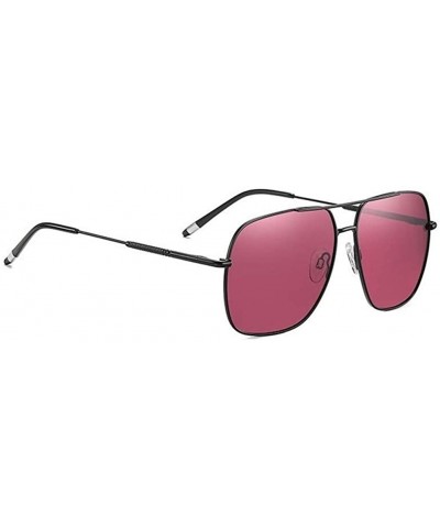 Square Square Polarized Sunglasses for Men Metal Frame Driving Fishing UV400 - C2black Red - C9199I24C7R $17.34