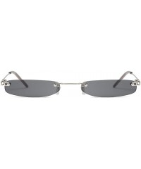 Goggle Vintage Rimless Rectangle Sunglasses Womens Mens Sunglasses Ladies Metal Frame Clear Lens Red Shades - Gray - CS18Y8GS...