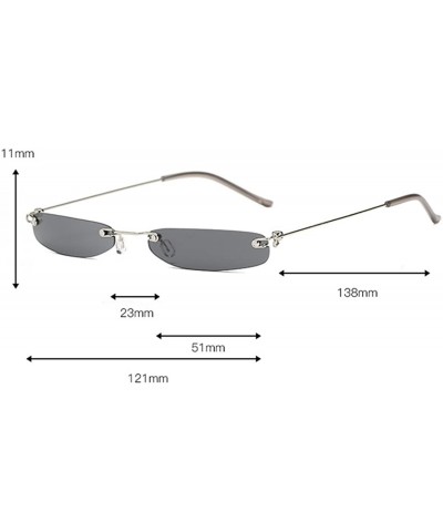 Goggle Vintage Rimless Rectangle Sunglasses Womens Mens Sunglasses Ladies Metal Frame Clear Lens Red Shades - Gray - CS18Y8GS...