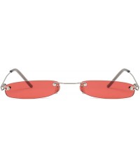 Goggle Vintage Rimless Rectangle Sunglasses Womens Mens Sunglasses Ladies Metal Frame Clear Lens Red Shades - Gray - CS18Y8GS...