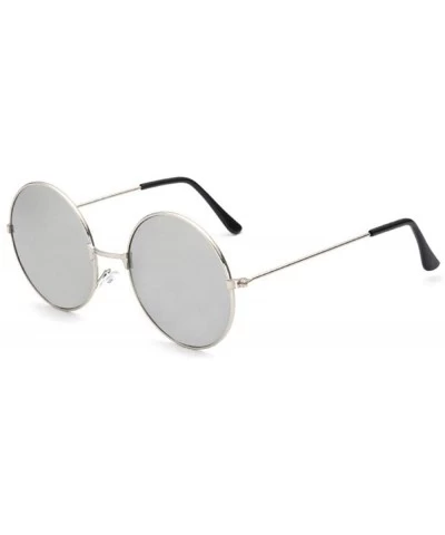 Aviator Round Glasses Men Women Steampunk Sunglasses Vintage Sunglasse Gold Colors - Silver - C818YKSW3GO $16.97