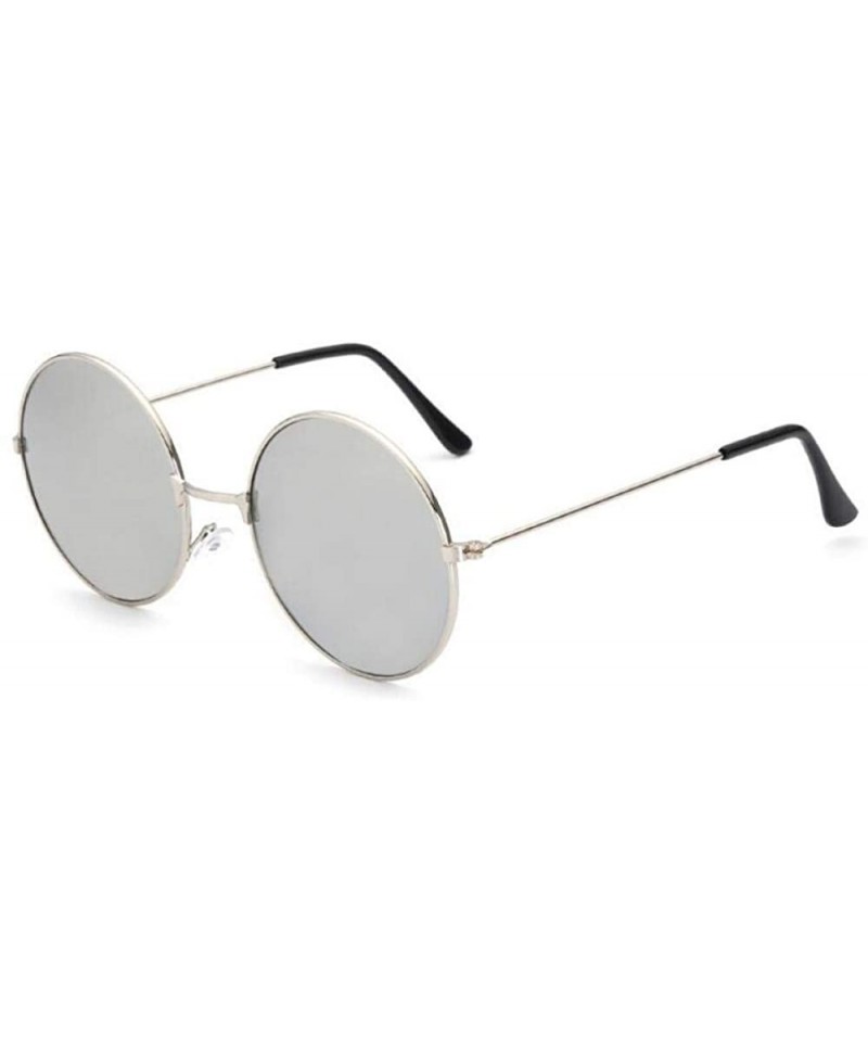 Aviator Round Glasses Men Women Steampunk Sunglasses Vintage Sunglasse Gold Colors - Silver - C818YKSW3GO $9.05